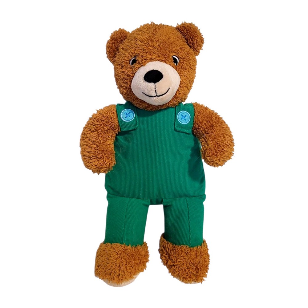 Kohls 14" Corduroy Bear Stuffed Toy Plush Teddy Green Overalls